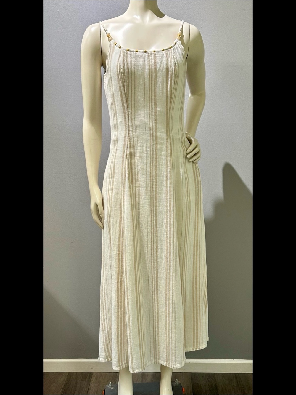 Calypso St. Barth Cream Striped Maxi Slip Dress